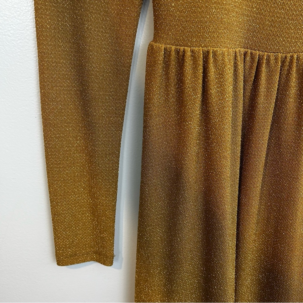 Free People sparkly gold  Long Sleeve Mini Dress - Picture 7 of 11